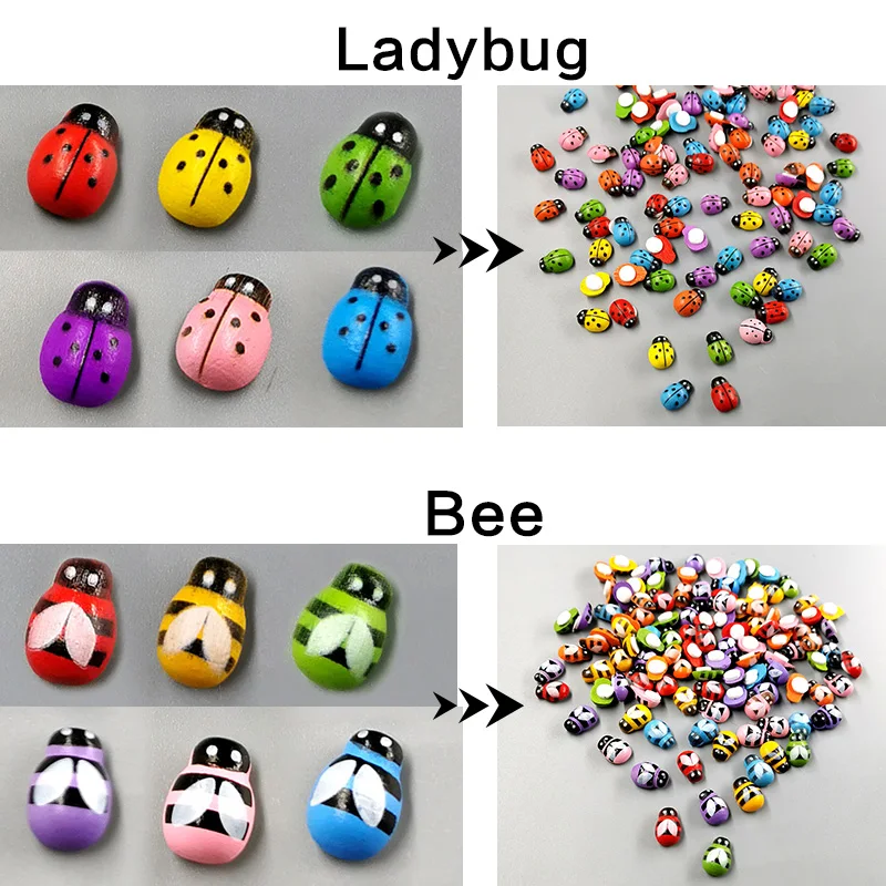 Figuras de madera para niños: mariquita y abeja rojas - decoración - imagen 4