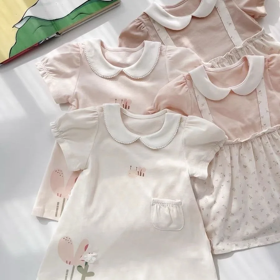 Vestido verano bebé algodón suave manga corta para niña – Falda A - imagen 4