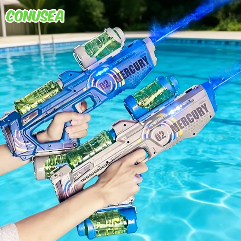 Pistola de agua eléctrica automática con luces LED y disparo continuo