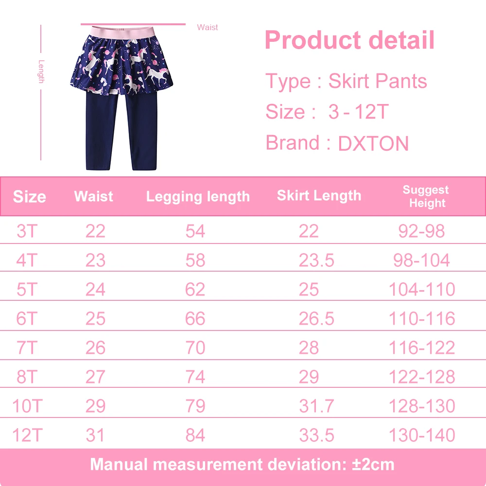 Leggings con falda y estampado de unicornio