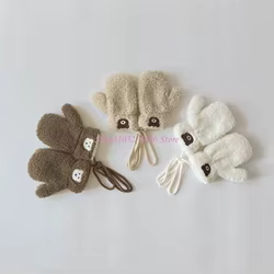 Guantes sin dedos para bebés, con cordón para llevar al cuello