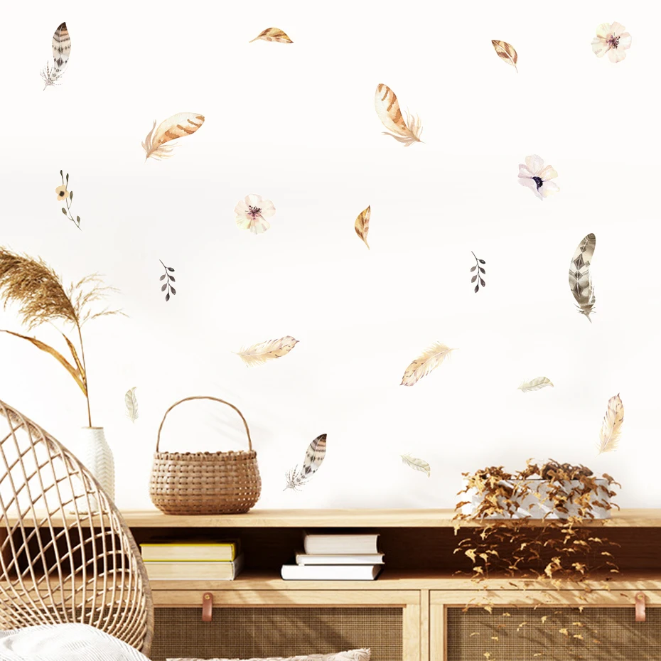 Pegatinas decorativas bohemias de hojas secas para cuarto infantil - imagen 3
