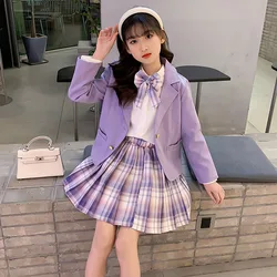 Conjunto de niña estilo universitario primavera-otoño falda plisada