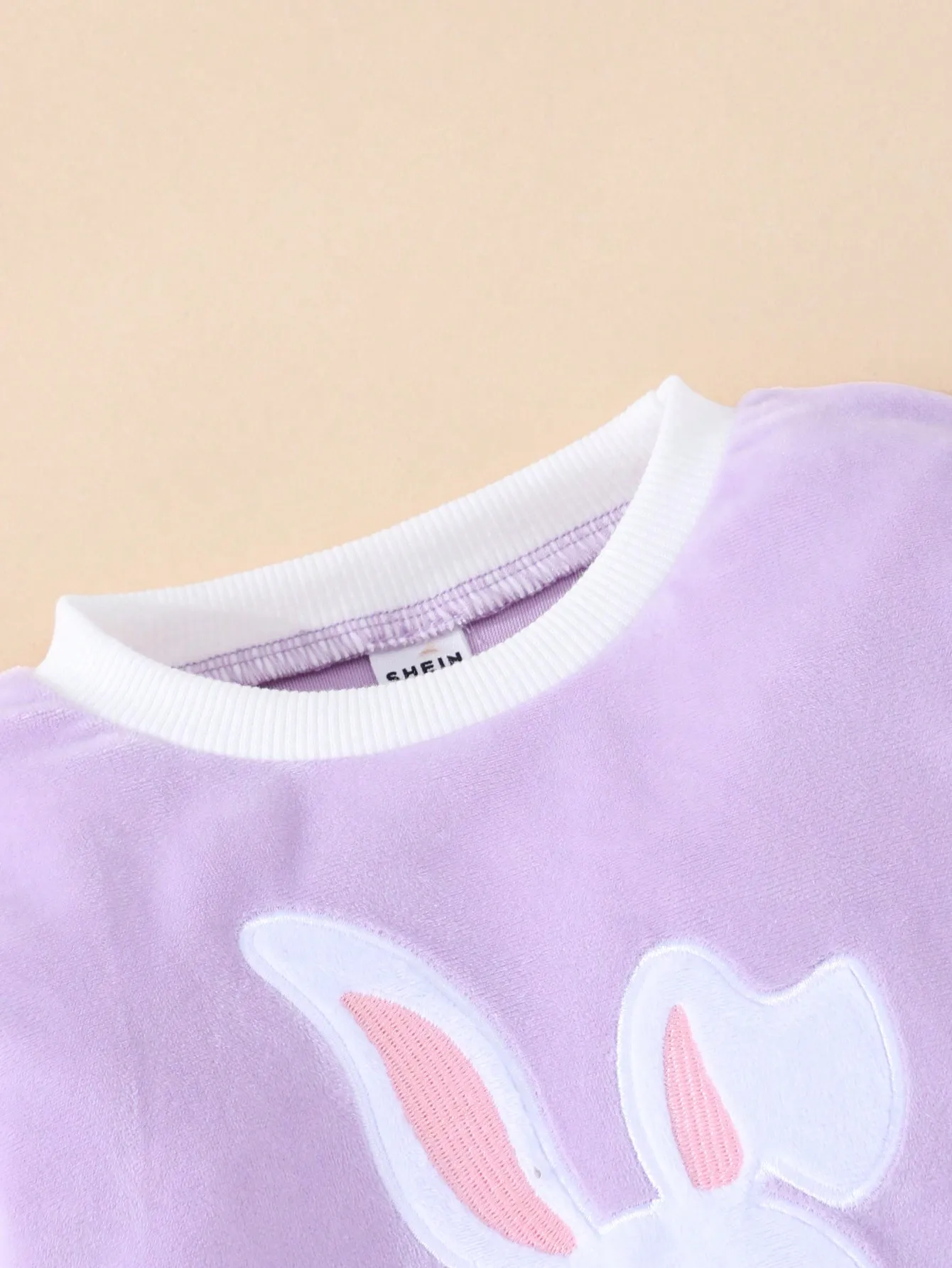 Conjunto cálido para niña otoño invierno con bordado de conejito - imagen 5