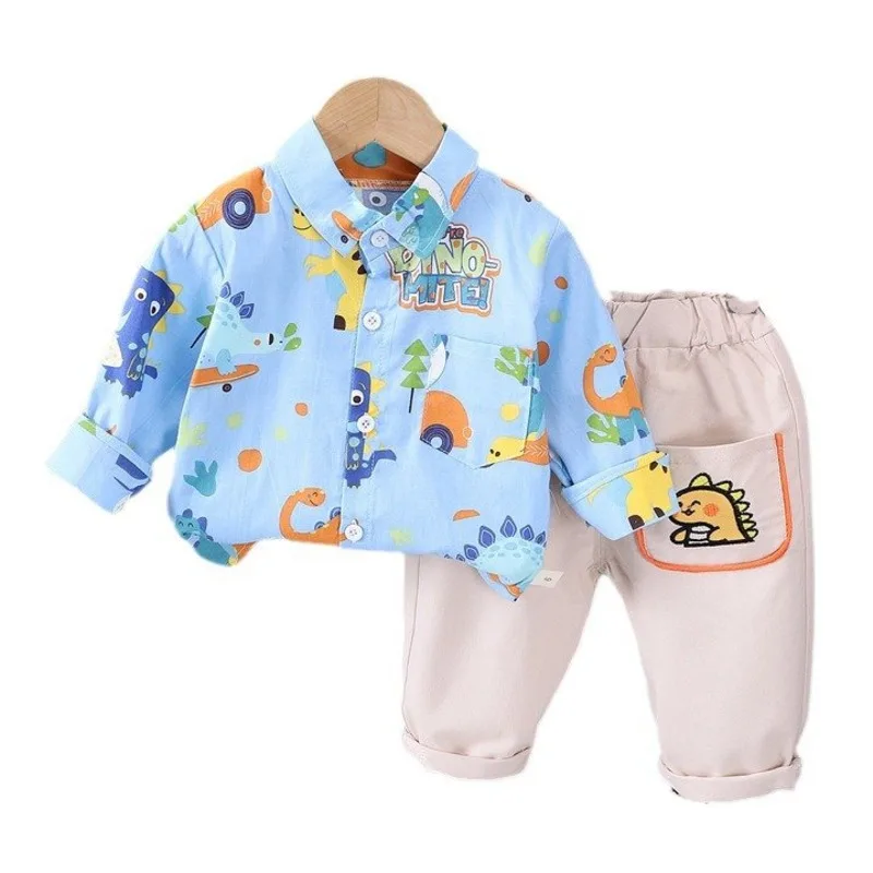 Conjunto bebé otoño: chándal con dibujos animados, camisa y pantalones - imagen 4