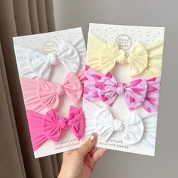 Diadema con lazos grandes para niñas, pañuelo elástico de nailon