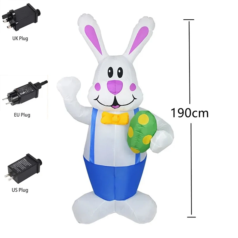 Decoración inflable de Pascua conejito azul con luz LED - imagen 5