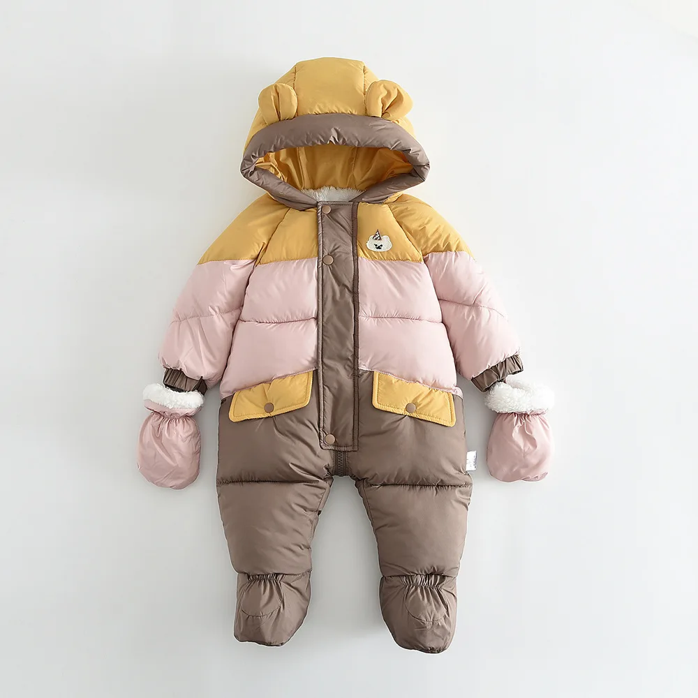 Mono de invierno para bebé con capucha osito y forro polar - imagen 3