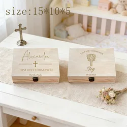 Caja de recuerdos personalizada de madera para bautizo y comunión