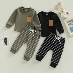 Conjunto de otoño para niño pequeño: chándal de rayas