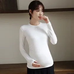Camiseta premamá de manga larga térmica para otoño e invierno