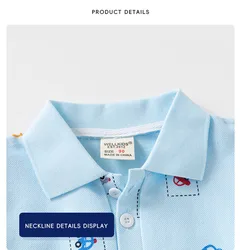 Polo infantil de algodón fino con estampado de coche para niño