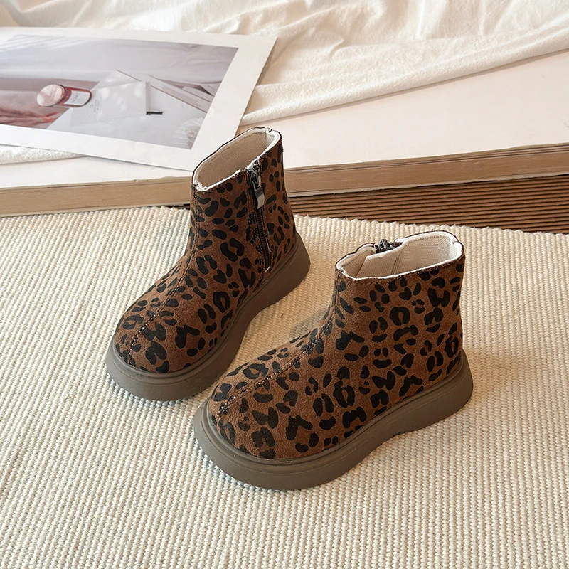 Botas cortas antideslizantes de leopardo para niños de otoño-invierno - imagen 3