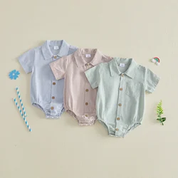 VISgogo mono de verano a rayas para bebé y niño con botones
