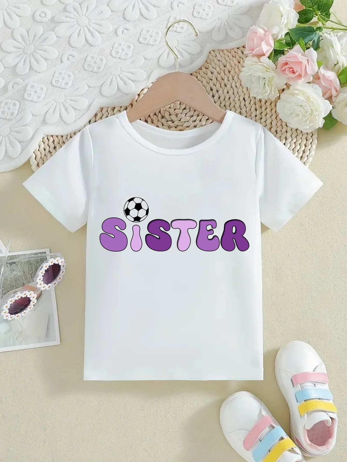 Camiseta de fútbol para hermanas, algodón verano, estampado familiar - imagen 5