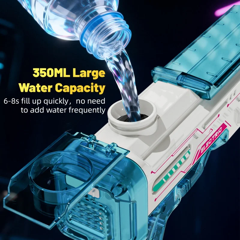 Pistola de agua eléctrica de mano con luz LED para niños de verano - imagen 3
