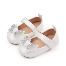 Zapatos primeros pasos de bebé con lazo estilo princesa para niñas