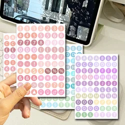Pegatinas alfabeto con puntos de colores para cuadernos y diarios