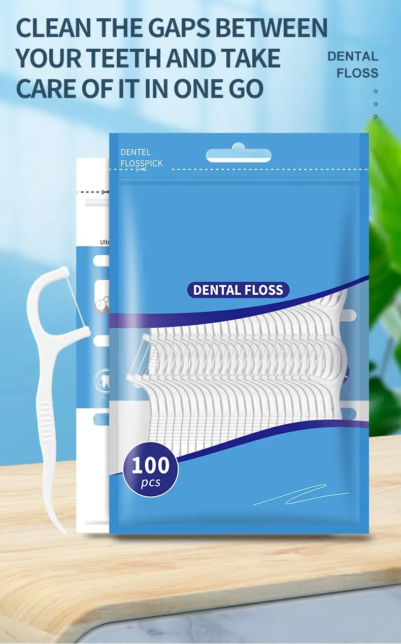 Floss pick de plástico para limpieza entre dientes