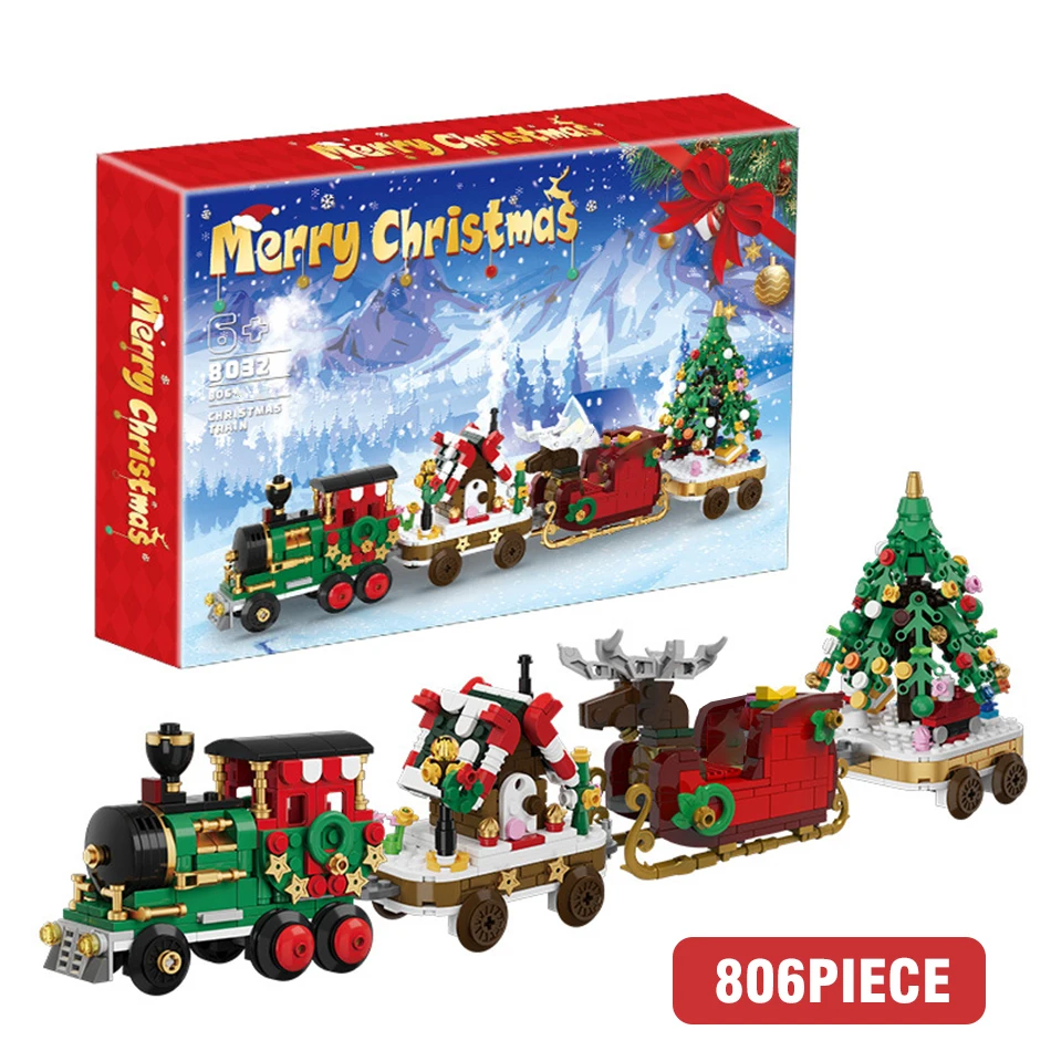Bloques de construcción navideños DIY tren y trineo Papá Noel - imagen 2