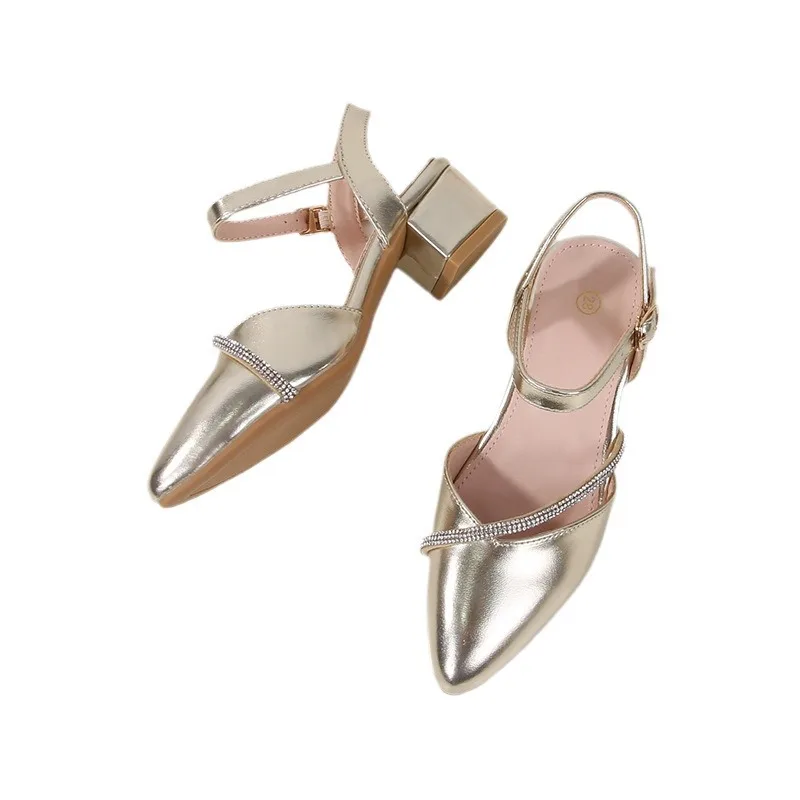 Sandalias tacón alto de niña con pedrería estilo princesa - imagen 3