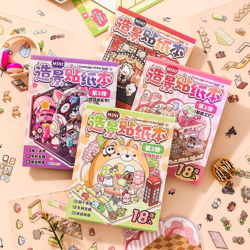 Libro de pegatinas 3D con paisajes de animales adorables - imagen 5