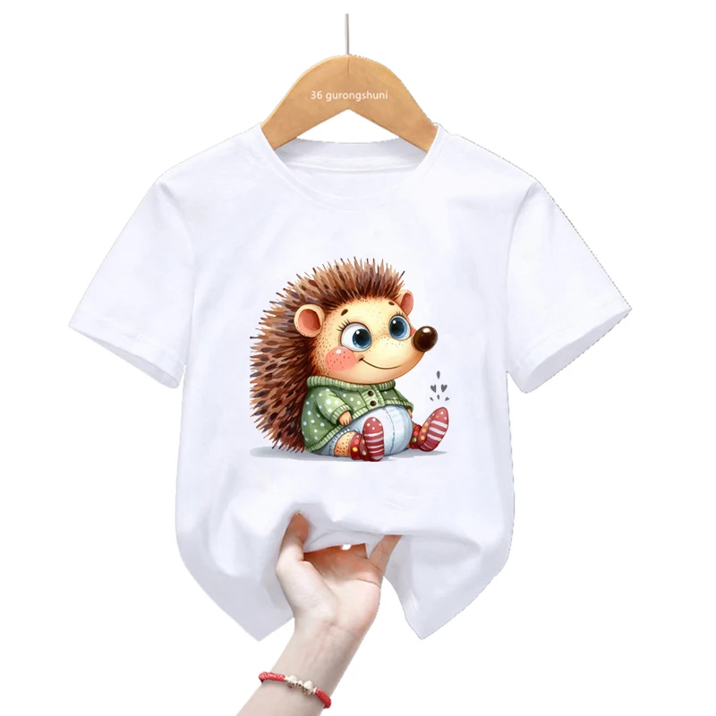 Camiseta de algodón con erizo y flores para niño y niña - imagen 5