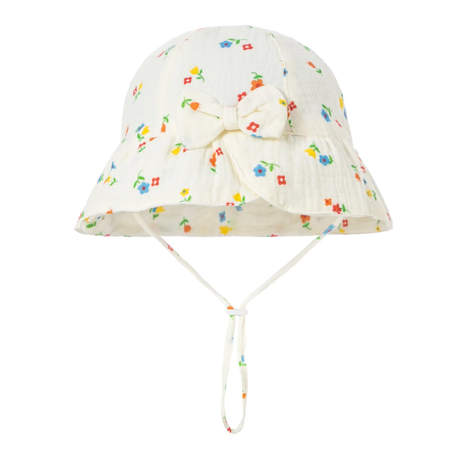 Sombrero cubo de algodón para bebé con lazo y protección solar - imagen 3