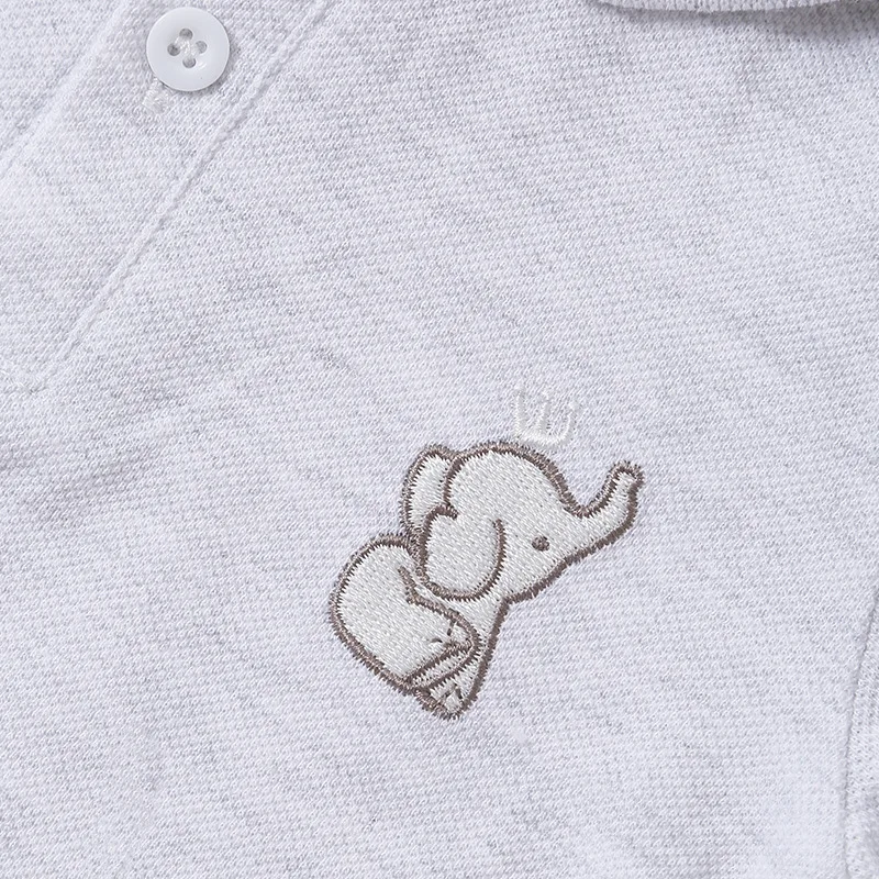 Mono de algodón suave con cuello polo para bebé, manga corta