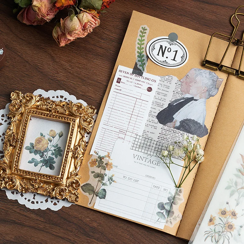 Kit scrapbooking bebé vintage floral con motivos naturales - imagen 3