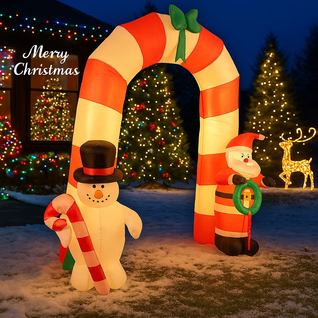 Arco inflable de Navidad con muñeco de nieve y luces LED - imagen 3
