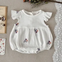 MILANCEL Body de verano bebé con flores bordadas para niña