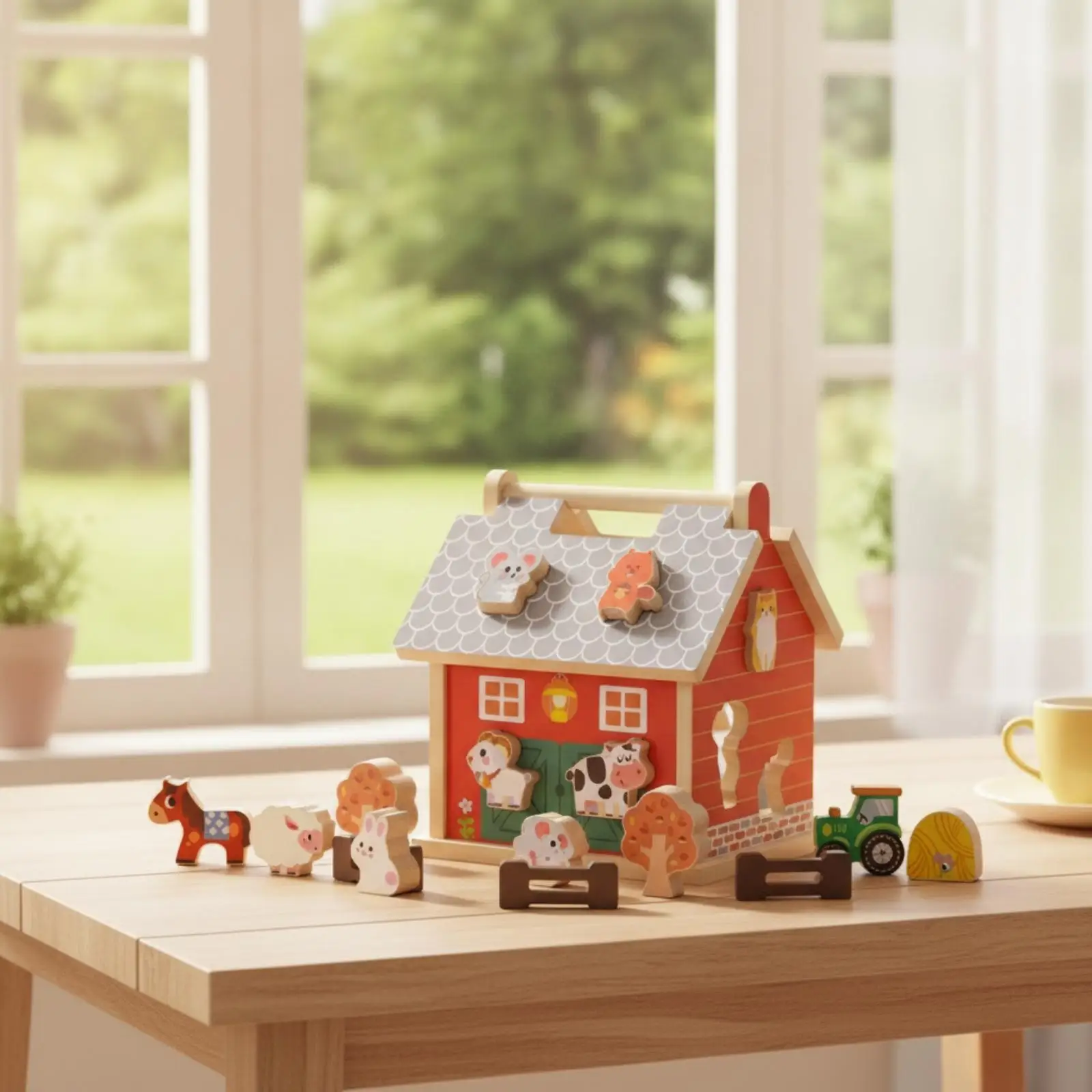 Rompecabezas de madera encajable multicolor Casa de Campo infantil - imagen 3