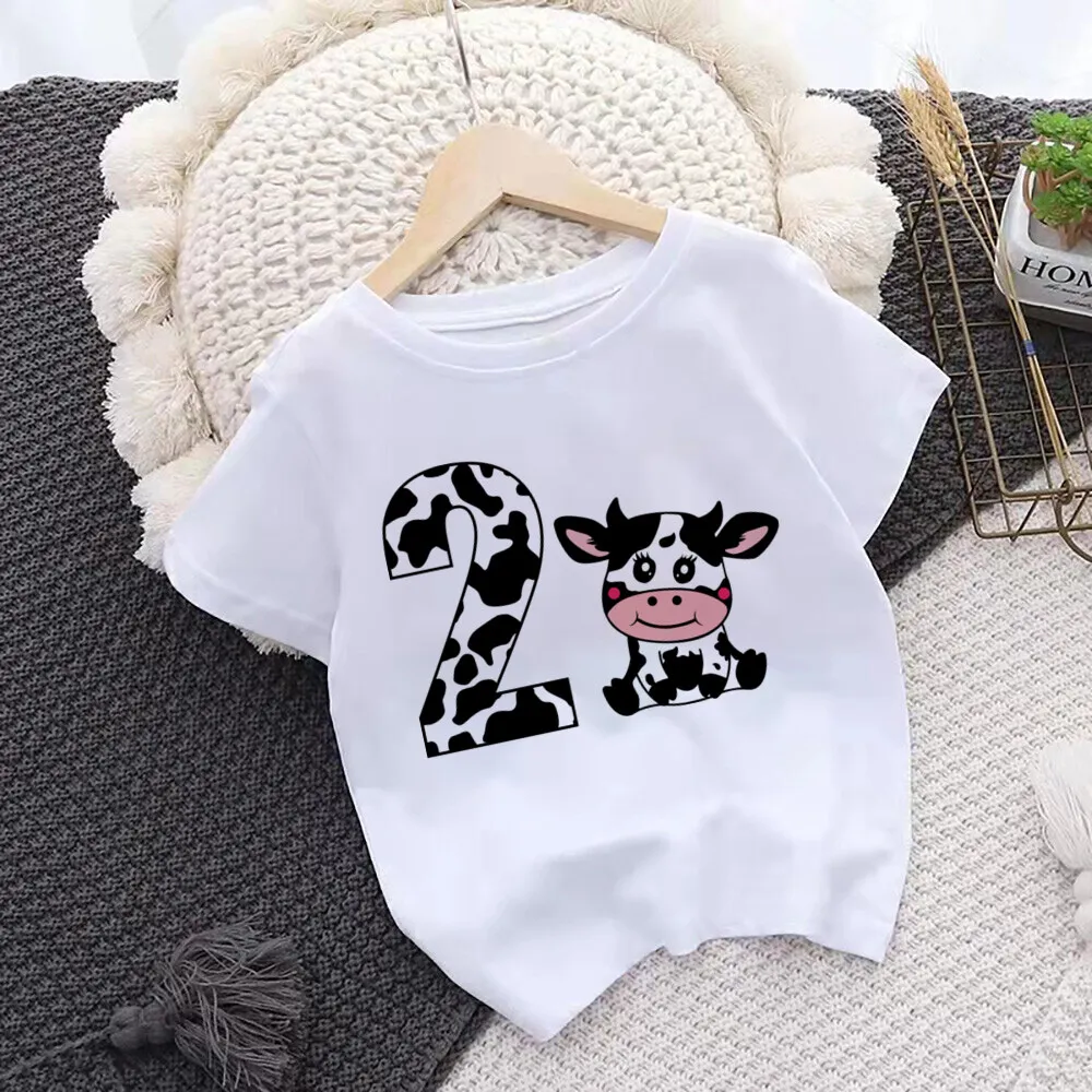 Camiseta de cumpleaños vaca con número para niña - imagen 4