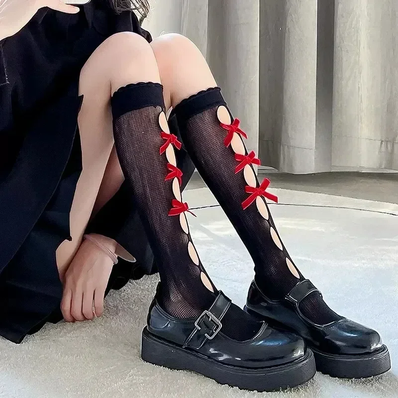 Calcetines para niña estilo Lolita con lazo terciopelo largo - imagen 5