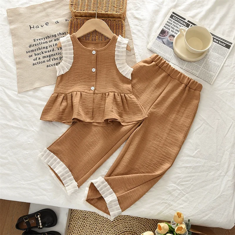 Conjunto niña verano holgado: top sin mangas y pantalón - imagen 3