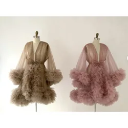 Vestido de maternidad tul manga larga para sesión fotográfica