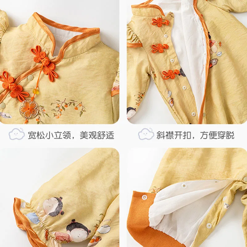 Mameluco bebé de algodón estampado manga larga estilo chino - imagen 3