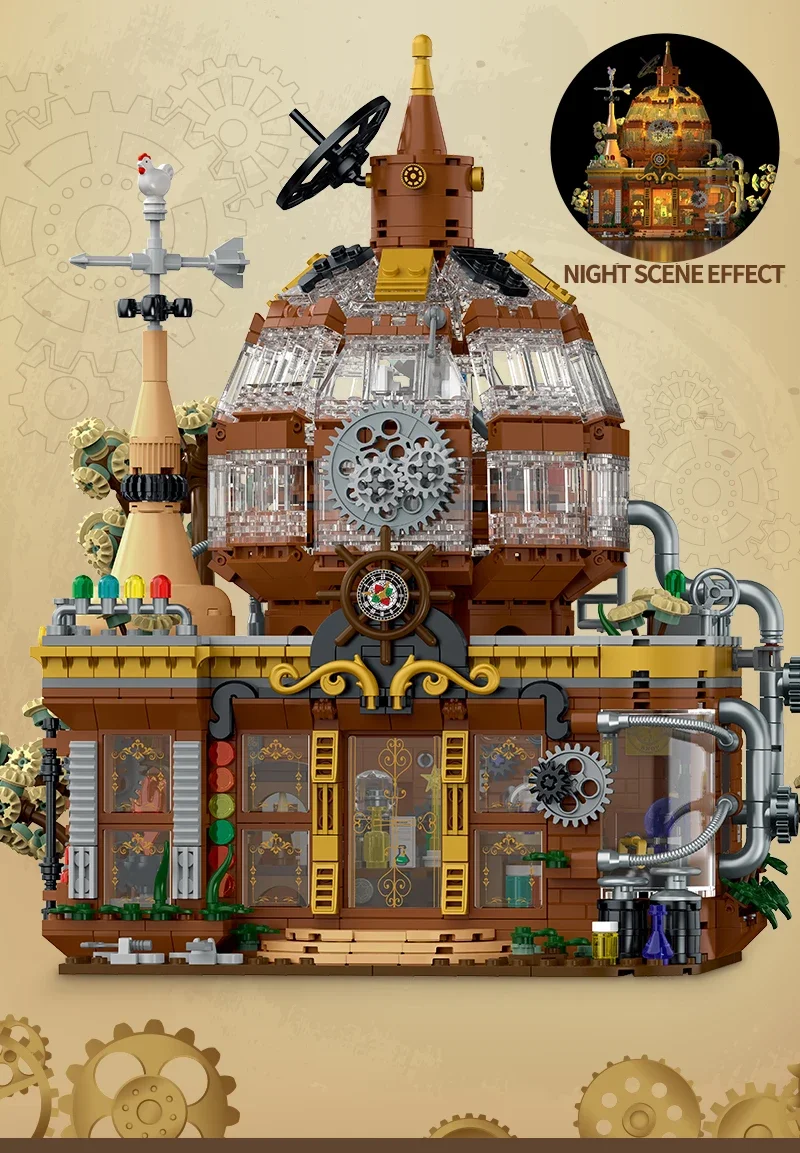Vista general de la tienda steampunk urbana