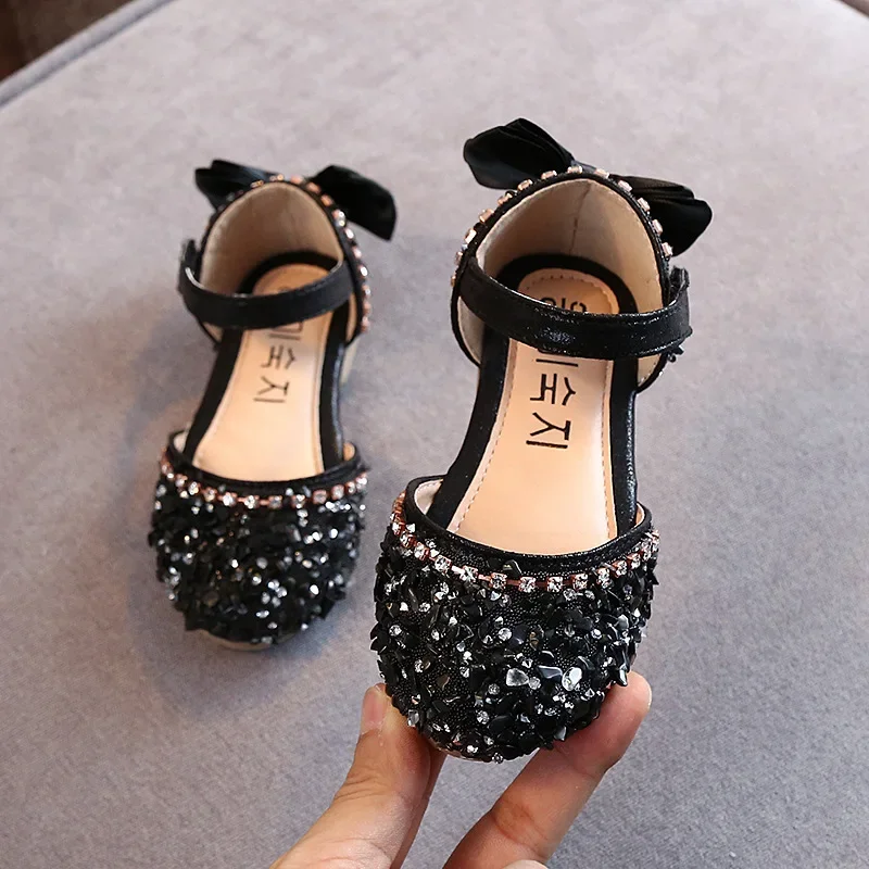 Sandalias planas para bebé estilo princesa con lazo de cristal - imagen 4