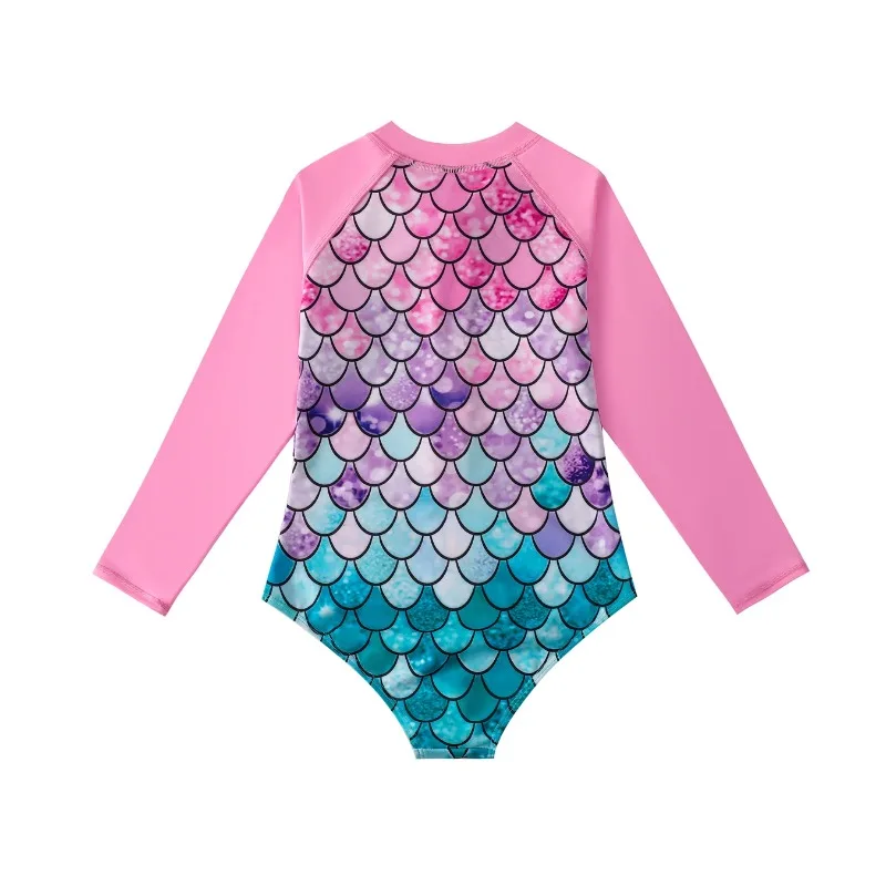 Traje de baño niña una pieza manga larga UV – estampado escamas 3D - imagen 3