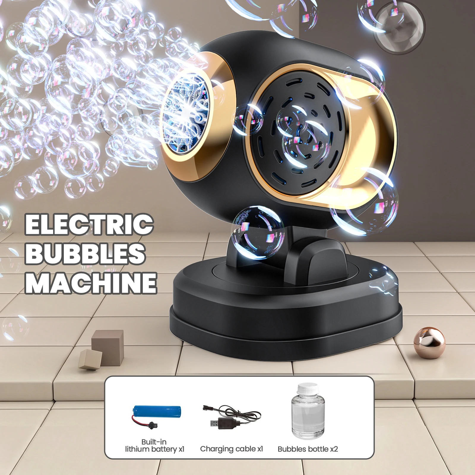 Máquina de burbujas giratoria eléctrica con luz para niños - imagen 4
