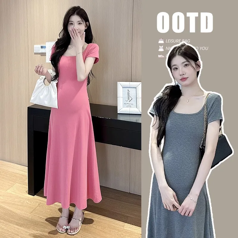 Vestido de premamá de verano manga corta tipo midi holgado ligero - imagen 2