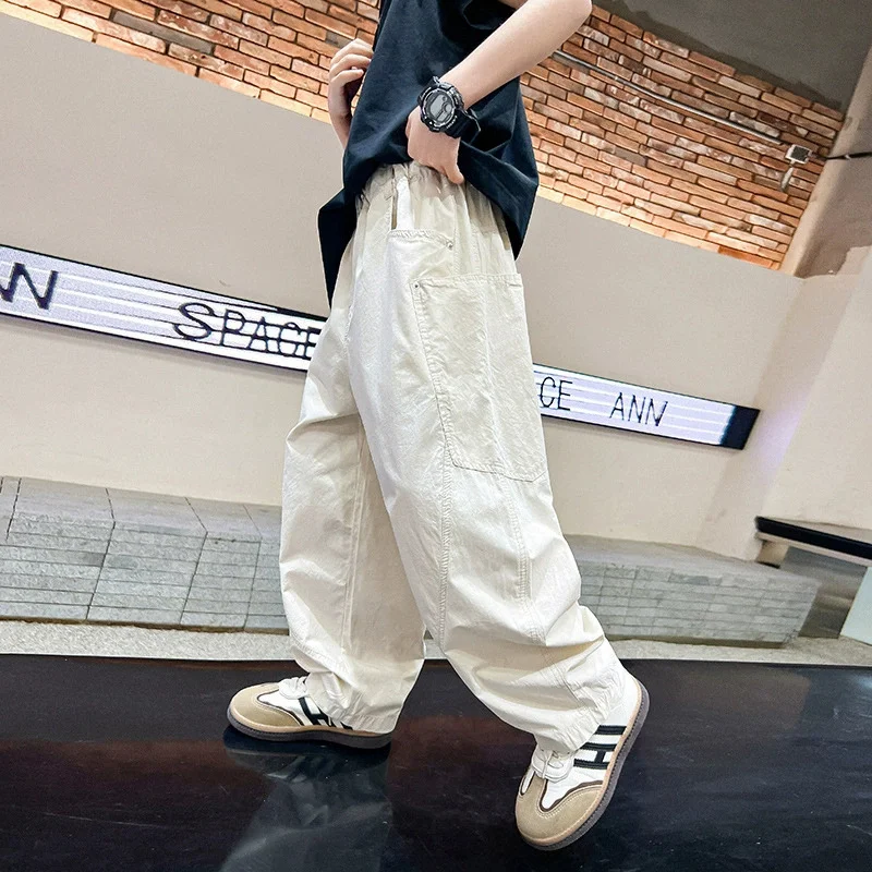 Pantalones de chándal ligeros para el verano con bolsillos infantiles - imagen 4