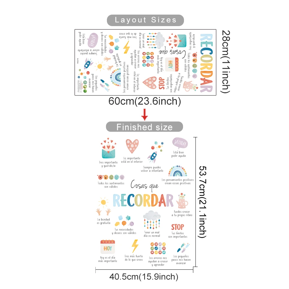 Pegatinas de pared infantiles cosas españolas para habitación