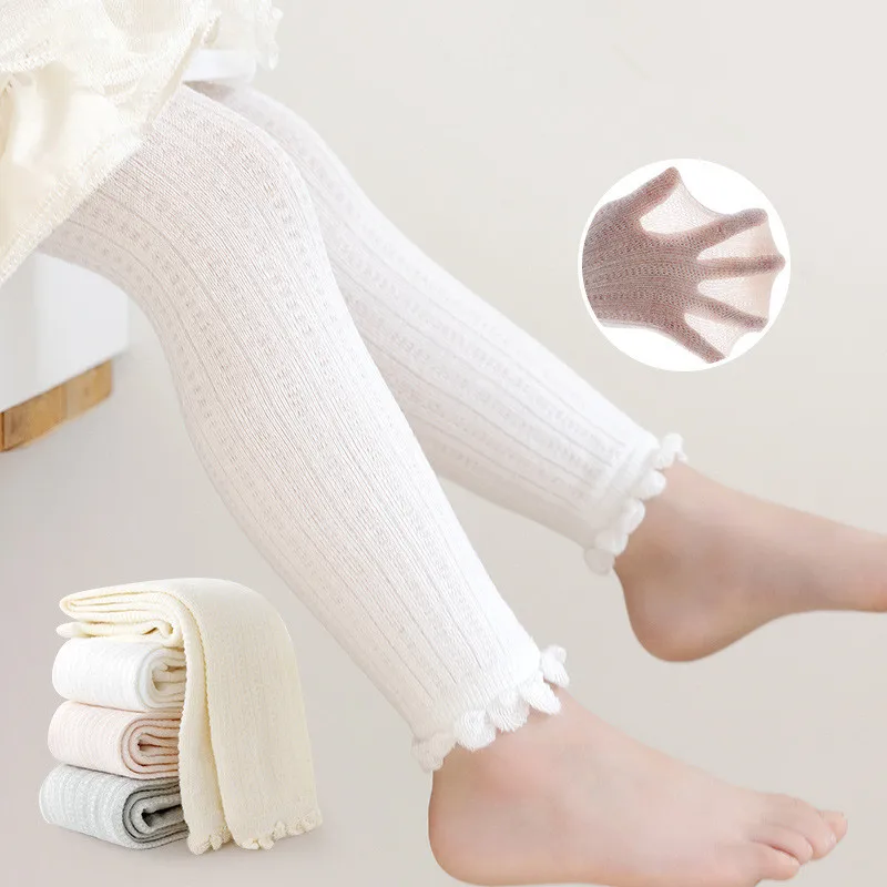Leggings de bebé niña de algodón con volante y malla elástica - imagen 5