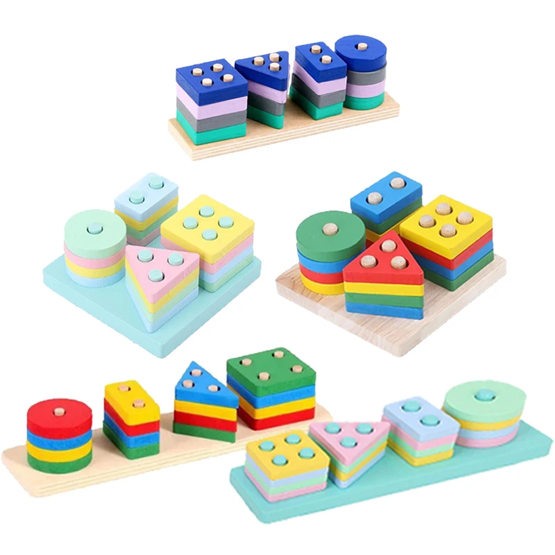 Bloques Montessori de formas geométricas apilables