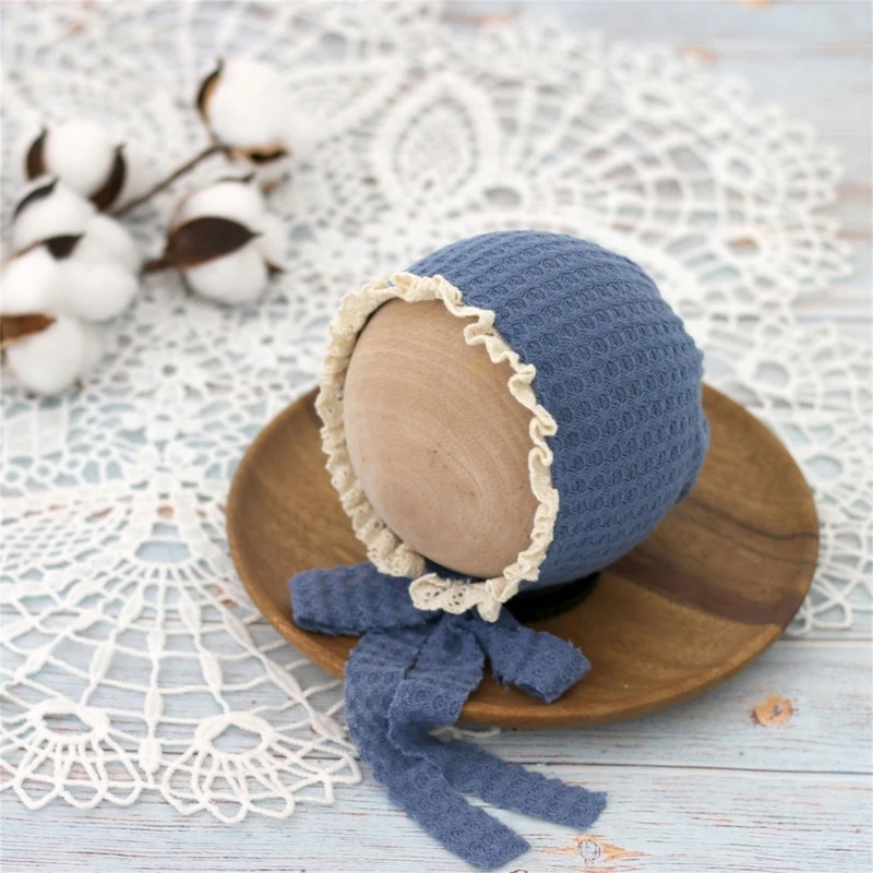 Gorro de nailon con encaje para bebé recién nacido – Sesión foto - imagen 2