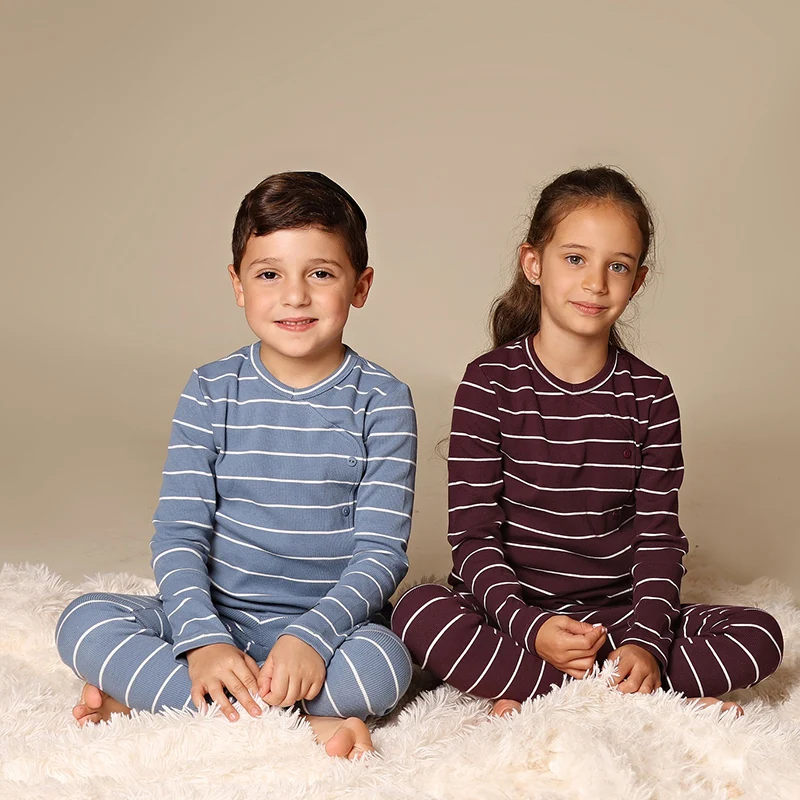 Pijama bebé algodón acanalado rayado manga larga - imagen 5