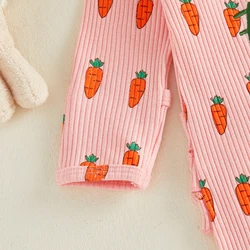 VISgogo Mono de Pascua para recién nacidas con zanahorias y lazo